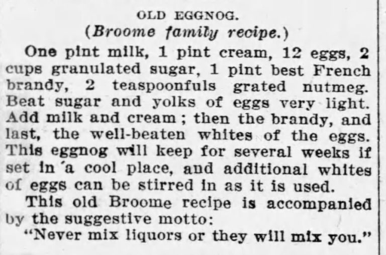 1906 Old Eggnog - Broome Family Recipe