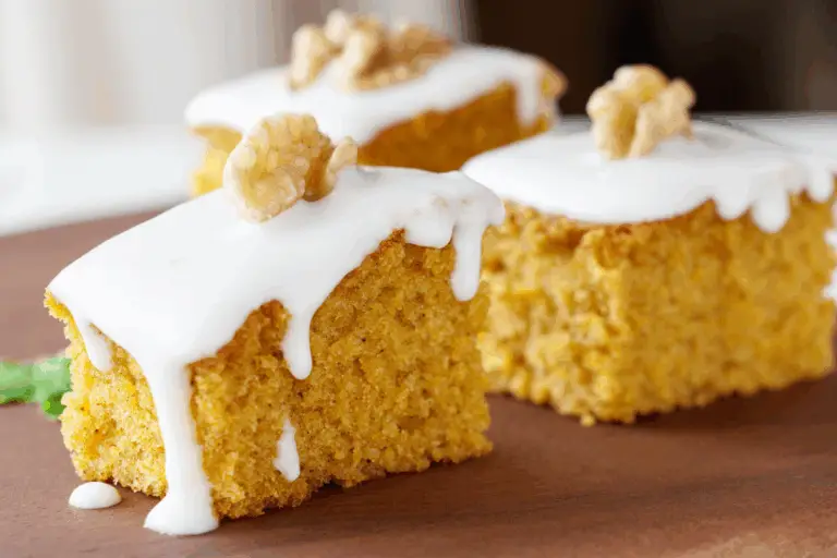 Easy iced pumpkin cake squares recipe from 1971 community cookbook