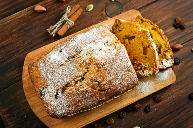 Apple cider sweet potato bread dusted with powdered sugar