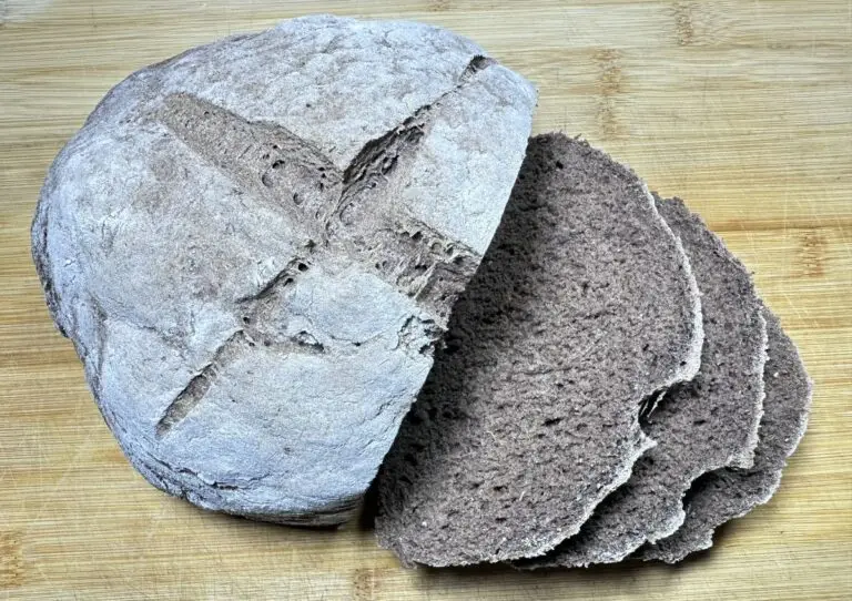 Sliced loaf of gluten free German Bauernbrot bread