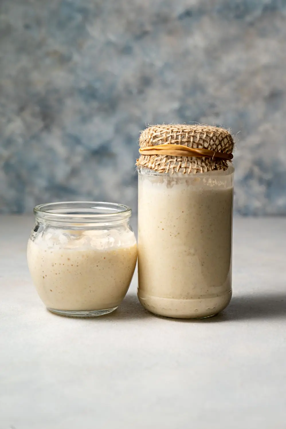 Sourdough starter in glass jars