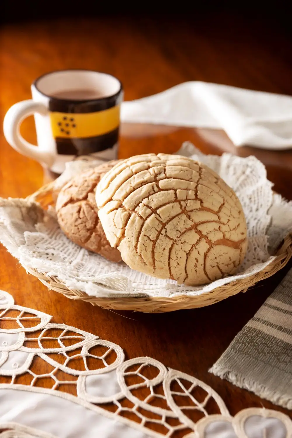 Conchas. Mexican sweet bread roll with seashell-like appearance,
