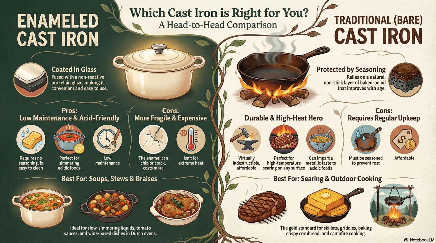 Cast Iron Guide: Enameled vs Traditional Cast Iron