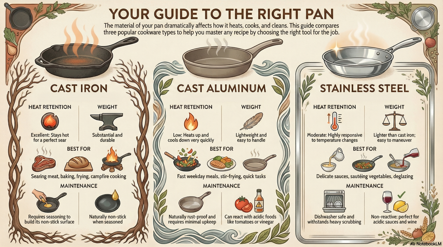 Cast iron guide material comparison: cast iron, cast aluminum, stainless steel