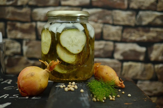 Jar of homemade pickles