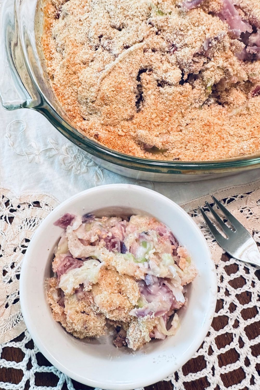 scalloped cabbage topped with breadcrumbs; 1940s struggle recipe