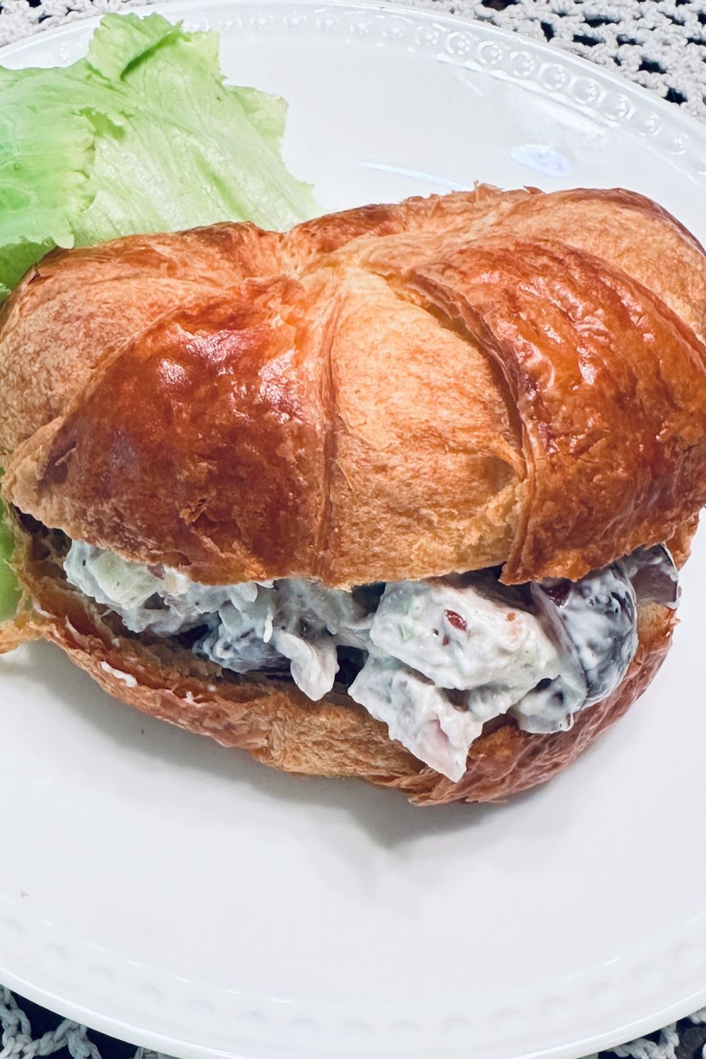 waldorf chicken salad on a croissant