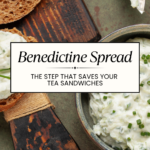 Benedictine sandwich spread on sliced pumpernickel garnished with chives