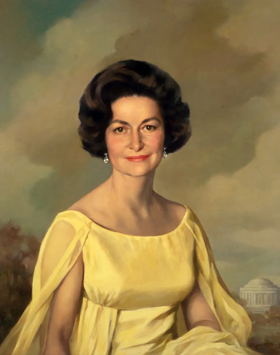 First Lady, Lady Bird Johnson, wife of the 36th President of the United States Lyndon B. Johnson. Oil on canvas by artist Elizabeth Shoumatoff.